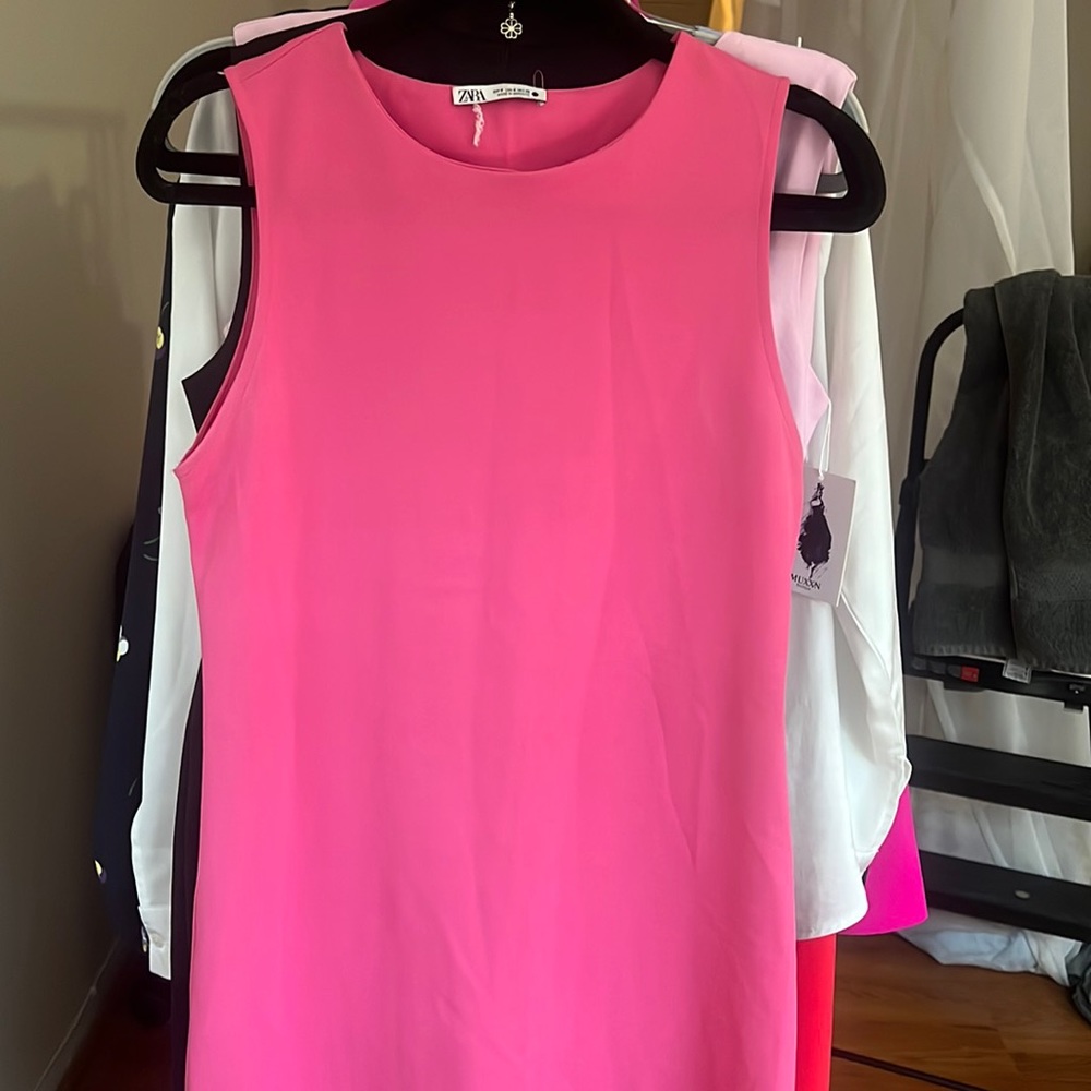 Size small Pink Zara dress. Cute for work or play.
